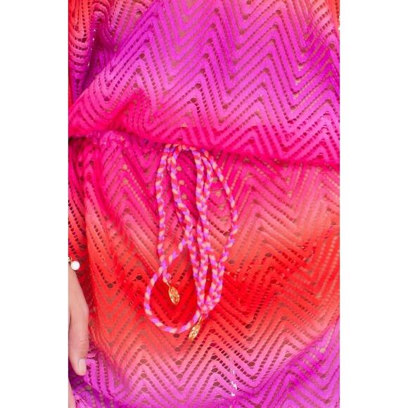 Luli Fama Sunset Angel Cabana V-neck Cover Up Beach Boho Dress Size Large - Picture 10 of 12